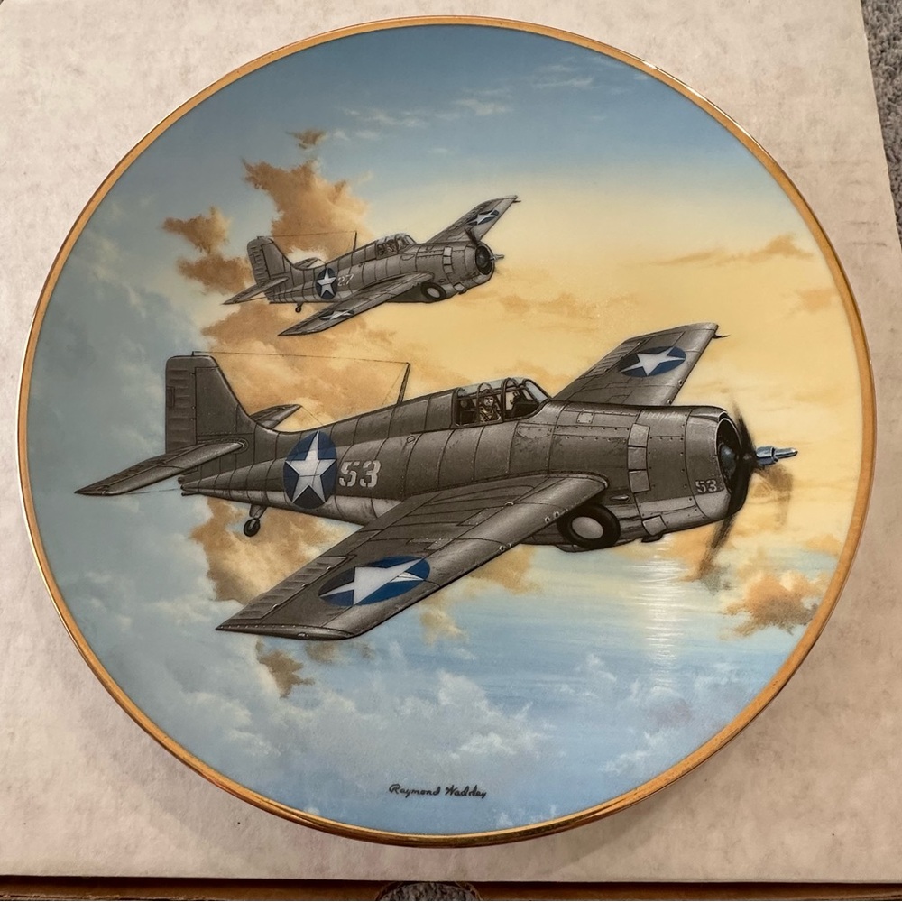Vintage Aircraft Decorative Plate by Raymond Helbling. F4F Wildcat.